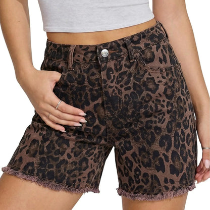 Women's Trendy Leopard Print High-Rise Denim Shorts 2