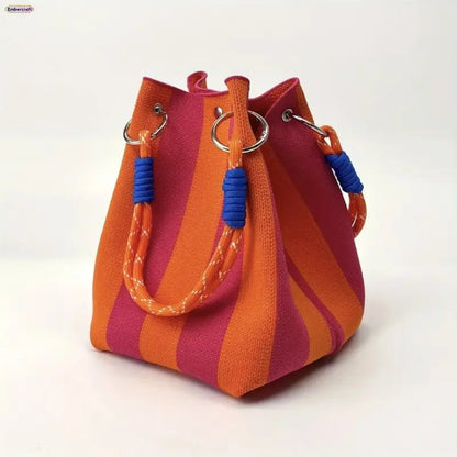 Boho Handmade Crochet Bucket Bag – Lightweight Summer Beach Shoulder Bag for Travel & Daily Use