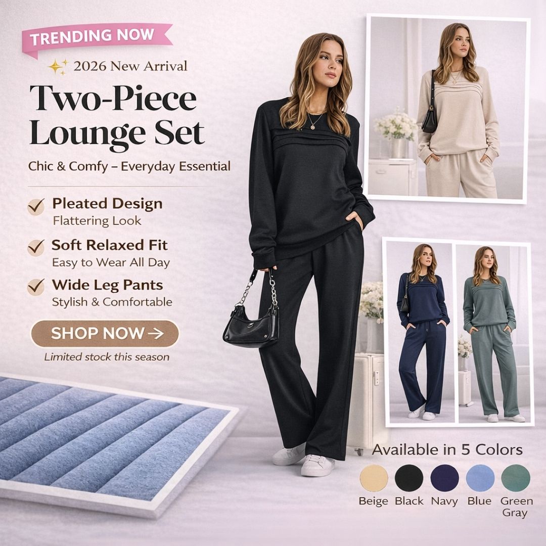 🔥 2026 Hot Trend – LAST DAY 49% OFF ✨Women’s Crew Neck Lounge Set - Soft Cotton Top & Drawstring Pants
