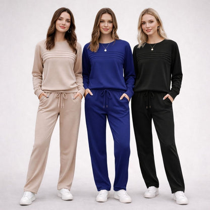 🔥 2026 Hot Trend – LAST DAY 49% OFF ✨Women’s Crew Neck Lounge Set - Soft Cotton Top & Drawstring Pants