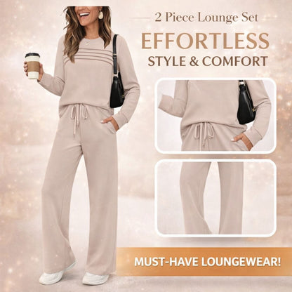 🔥 2026 Hot Trend – LAST DAY 49% OFF ✨Women’s Crew Neck Lounge Set - Soft Cotton Top & Drawstring Pants