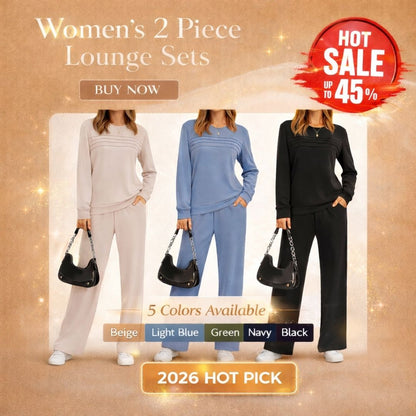 🔥 2026 Hot Trend – LAST DAY 49% OFF ✨Women’s Crew Neck Lounge Set - Soft Cotton Top & Drawstring Pants
