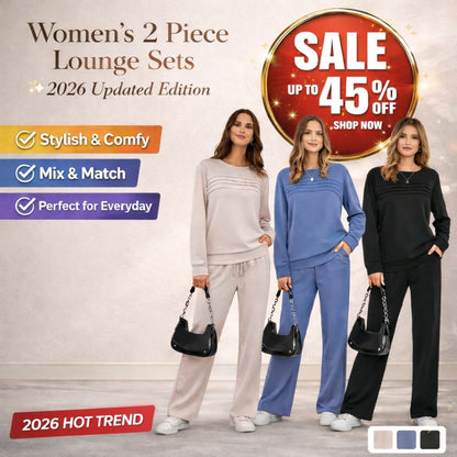 🔥 2026 Hot Trend – LAST DAY 49% OFF ✨Women’s Crew Neck Lounge Set - Soft Cotton Top & Drawstring Pants