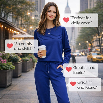 🔥 2026 Hot Trend – LAST DAY 49% OFF ✨Women’s Crew Neck Lounge Set - Soft Cotton Top & Drawstring Pants
