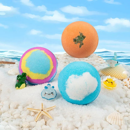 12-Pack Kids Bath Bombs with Surprise Spring Toys Inside - Easter Basket Stuffers for Boys & Girls - Skin-Soothing Bath Fizzies Gift Set (Ages 3+)
