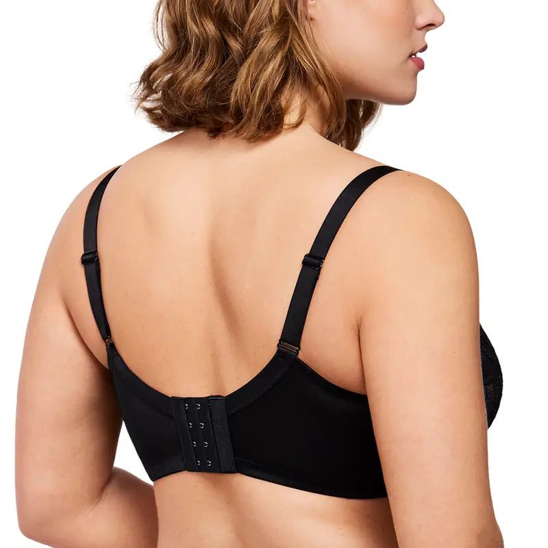 Enchante Floral Lace Plus Size Underwire Unlined Unpadded Minimizer Full Coverage Bra Women's Wear Comfortable Breathable Mesh Cup