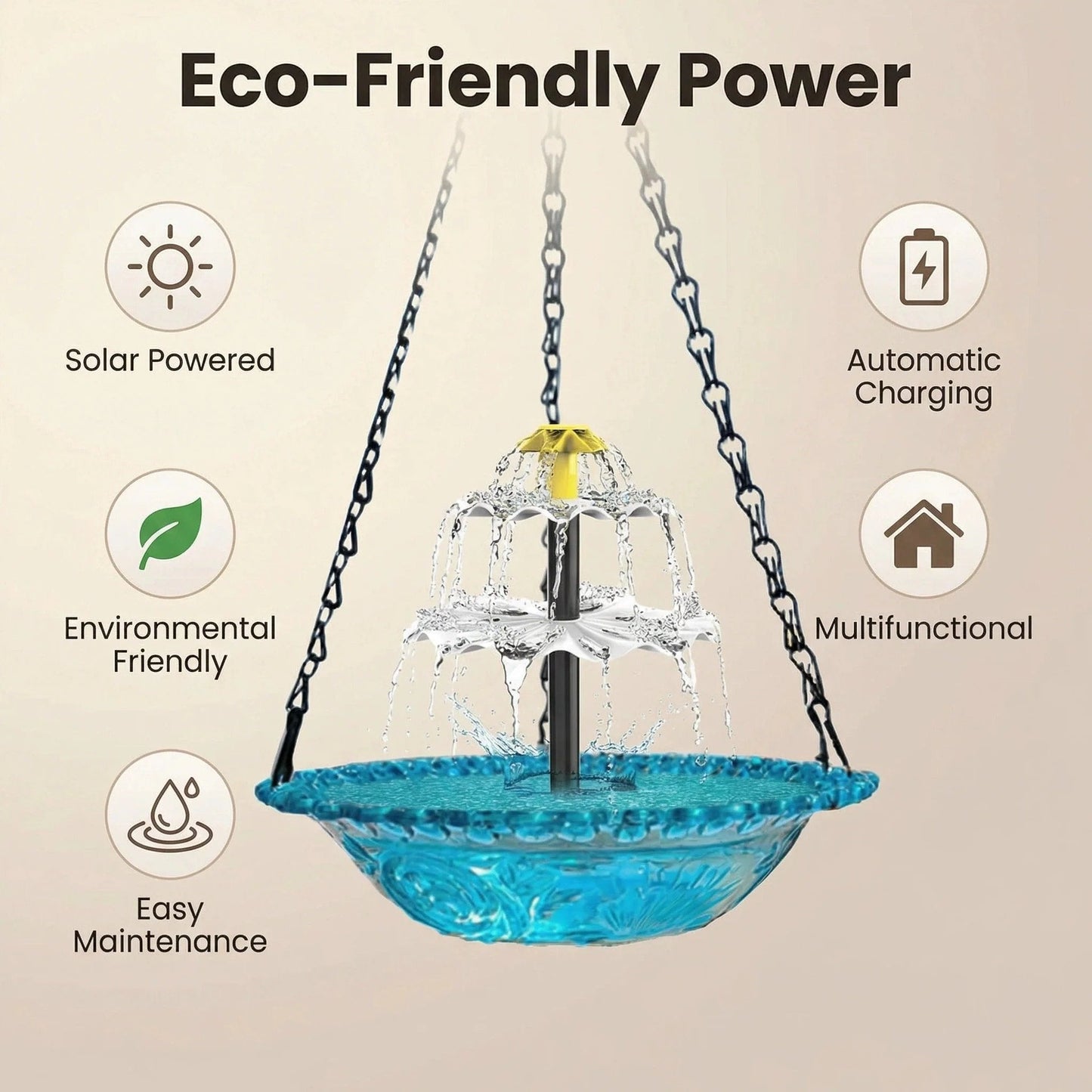 🌞Solar Cascade Hanging Bird Bath Fountain🐦️