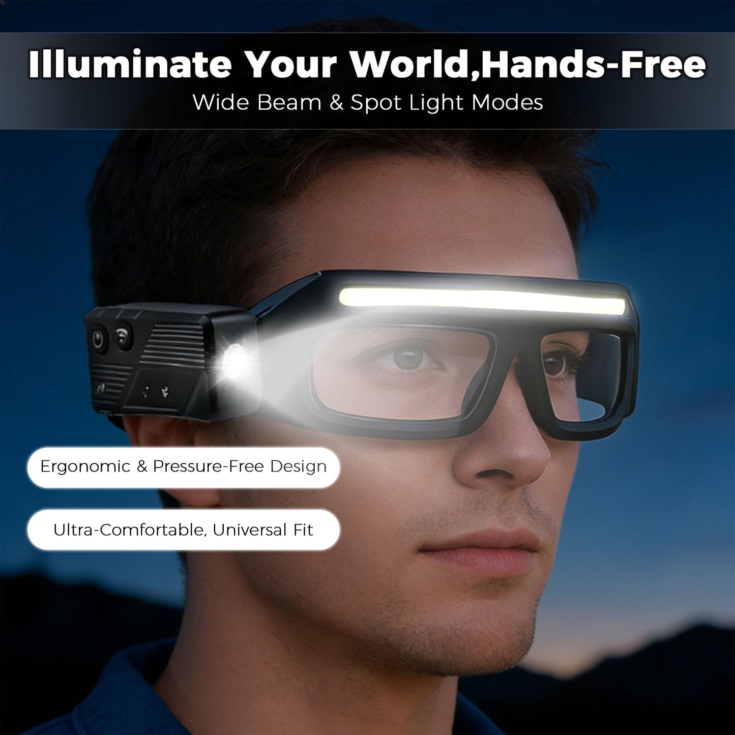 LED Rechargeable Headlight Glasses