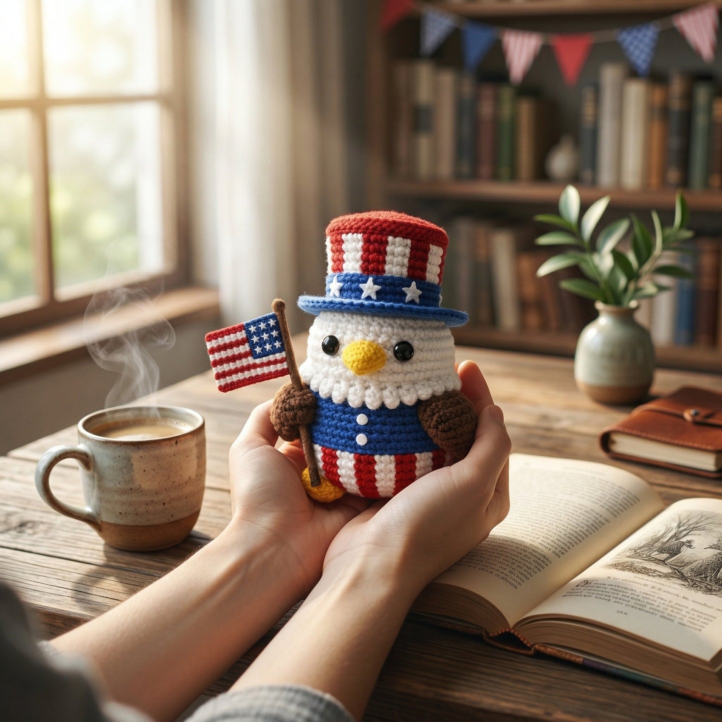 🔥Last Day 49% OFF-Patriotic Crochet Eagle with USA Flag