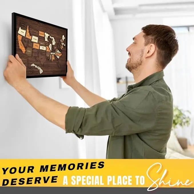 🔥Last Day 49% OFF - 🇺🇸 Wooden USA Travel Map Puzzle🧩