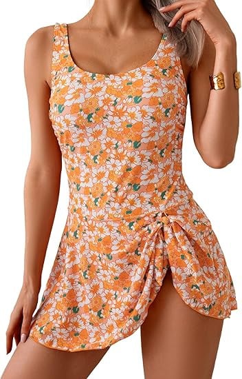 ✨This Week's Special Price - 👗Women's Tummy Control Slim Fit Plus Size One Piece Swimsuit With Skirt
