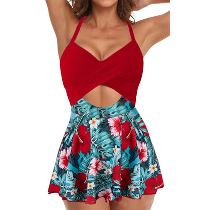 🔥Last Day 50% OFF🩱Women's Cutout One Piece Skirt Swimsuit