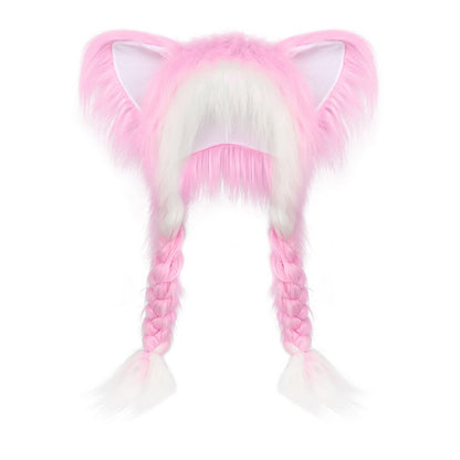 🔥Last Day 49% OFF - Soft Furry Animal Ear Hat with Braids